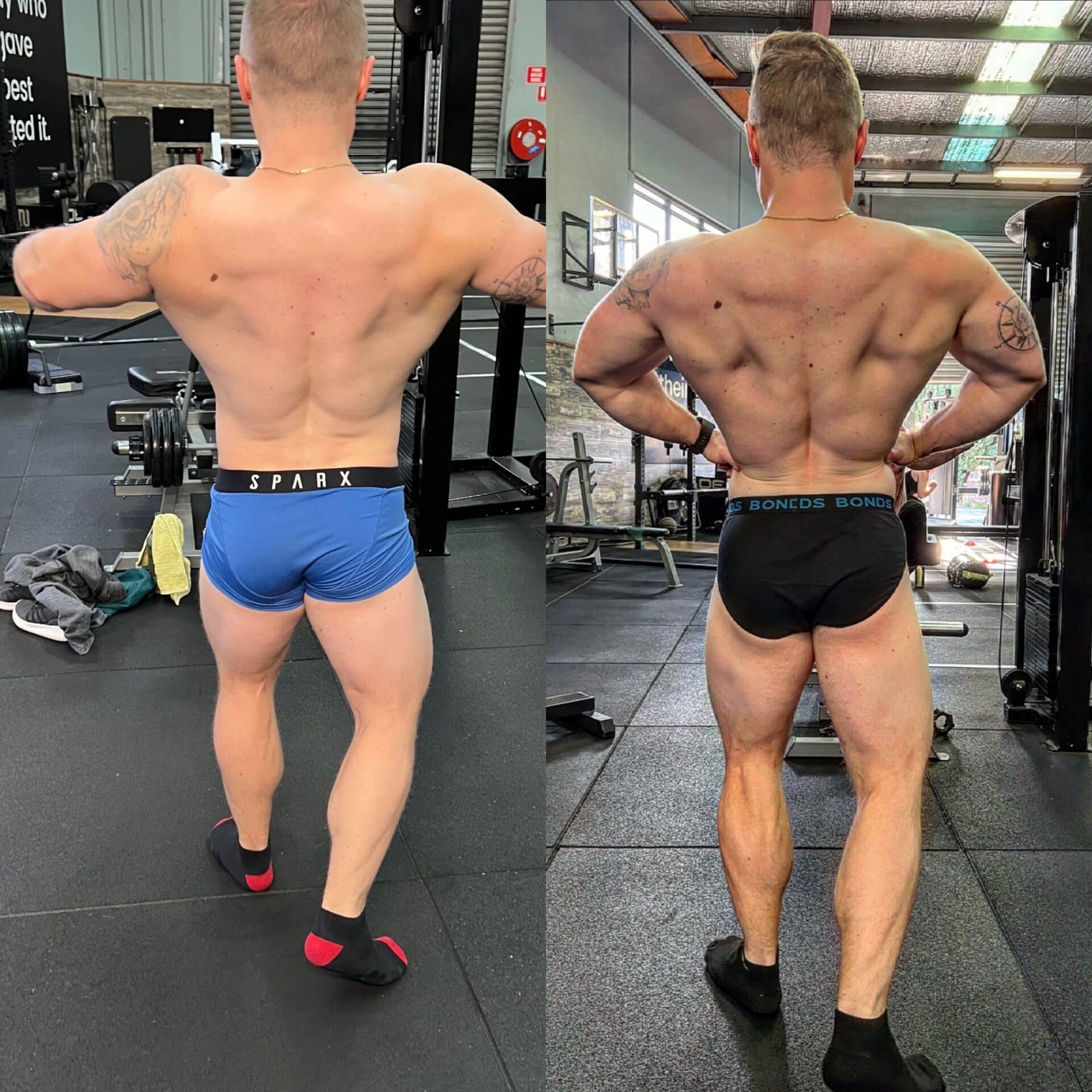 A side by side comparison of a clients back transformation